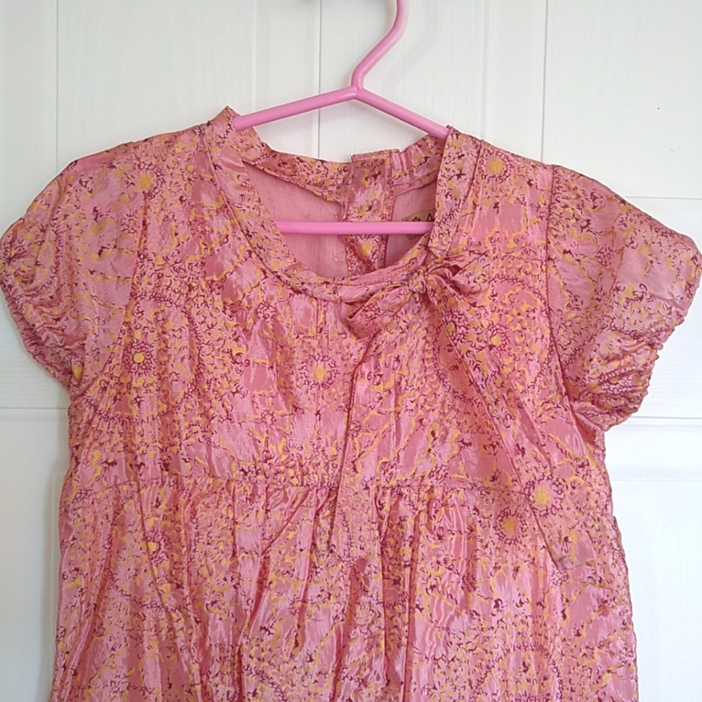 April Cornell Girls Party Dress Size 5/6 Patterned Pink